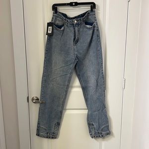 NWT PrettyLittleThing High Rise Spliced End Jeans in size UK14/US12